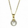 18k Gold-Flashed Sterling Silver Cable Chain Necklace Simulated Pearl Made with Swarovski Crystals - C111Q0A1Q17