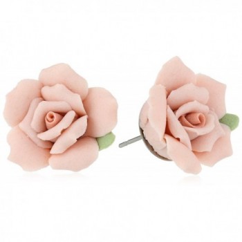 1928 Jewelry Classic Porcelain Rose Post Stud Earrings - PINK - CG111VFSQNX