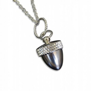Stainless Steel Acorn Capsule Pendant Necklace - Screw Top Cremation Ashes Jewelry - CG11W9STV3P