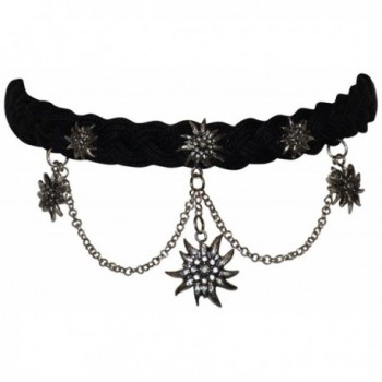 Edelweiss Flower Black Bavarian Choker Necklace for Dirndl - C111N4IKPRF