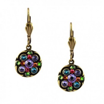 Anne Koplik Small Round Drop Earrings- Antique Gold Plated Crystal - CO17Y7HH4ZU