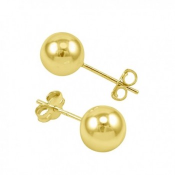 14k High Polished Yellow Gold Ball Stud Earrings With Butterfly & Gift Box - CG11MI46N59
