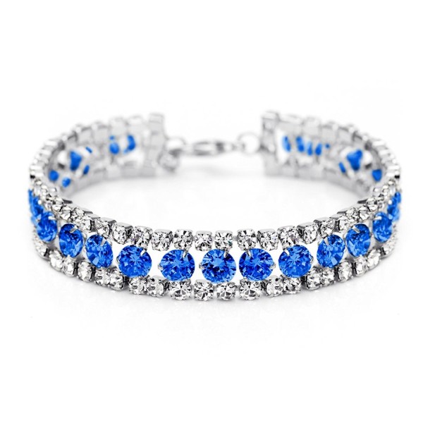 Neoglory Jewelry Eyes Tennis Link Bangles Bracelets with CZ Wrist Chain 4 Colors - Blue - CS11IG4DFXX
