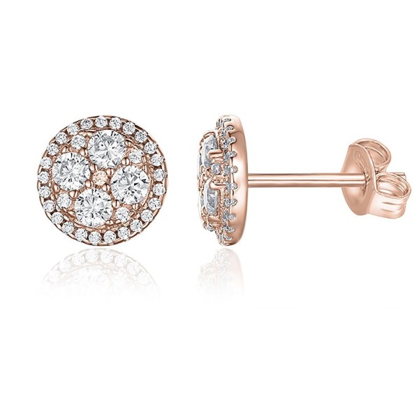 PAVOI 14K Gold Plated Round Cluster CZ Simulated Diamond Stud Earrings - C712NE3E1Q4