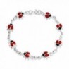 Bling Jewelry Red Enamel Sterling Silver Link Ladybug Bracelet 7.5in - C011G6D3CC5