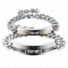 KasLin Stainless Steel Silver Plated Cubic Zirconia Bracelet Chain Link for Men - CF12LZWJBXF