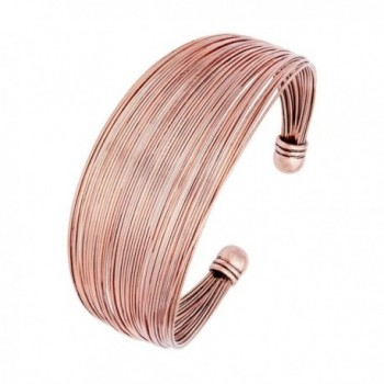 CHUANGYUN Polished Multiple Wire Copper Width Open Vintage Cuff Bangle Bracelet - Antique Red Copper - CP183Y9CHCX