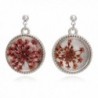 BONALUNA Vintage Pressed Flower Round Shaped Tear Drop Statement Earrings - CP185HYEEIN