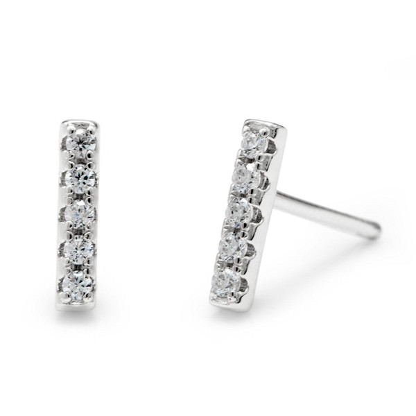 CZ Bar Sterling Silver Studs - C911MHX827D