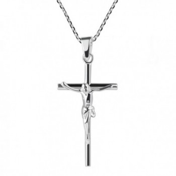 Faithful Devotion Crucifix Cross .925 Sterling Silver Pendant Necklace - CV12MX2ELI1