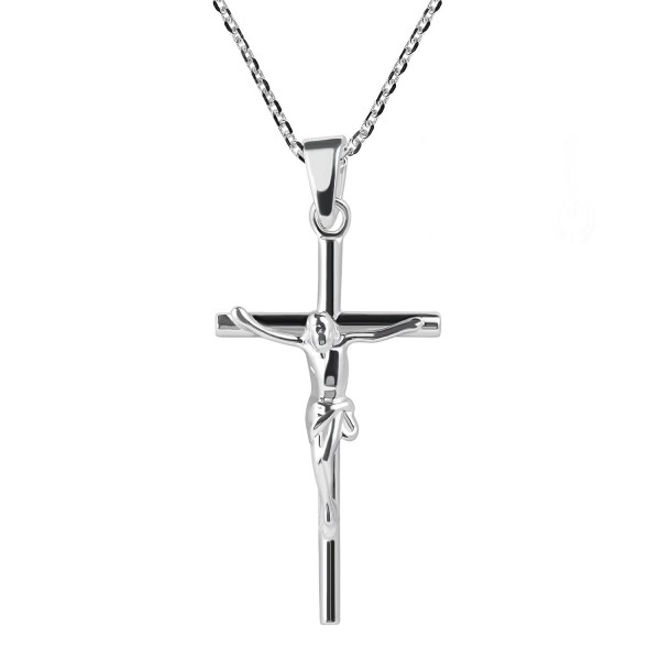 Faithful Devotion Crucifix Cross .925 Sterling Silver Pendant Necklace - CV12MX2ELI1