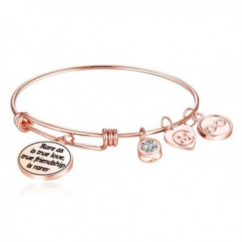 Rare as is true love- true friendship is rarer Womens Charm Bangle Bracelet Jewelry Gifts - Rose Gold - CX1879HRRZN