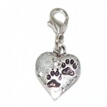 Pro Jewelry Dangling "Paw Prints on Heart" Clip-on Bead for Charm Bracelet 29100 - CE11P375R4V