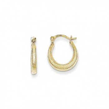 10K Yellow Gold Scalloped and Textured Hoop Earrings - CZ12BWDIYFN