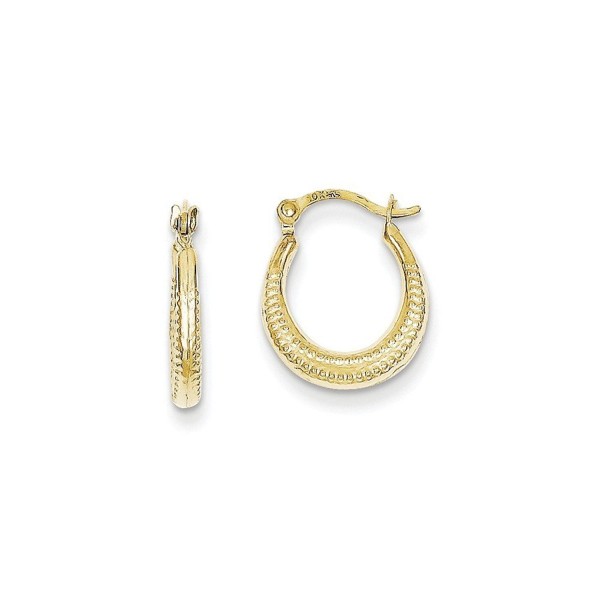 10K Yellow Gold Scalloped and Textured Hoop Earrings - CZ12BWDIYFN