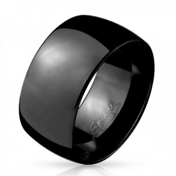 Stainless Steel Black or Gold Ion 10mm Wide Dome Wedding Ring Band R671 - Black Size 9 - CT12NDA8NQ9