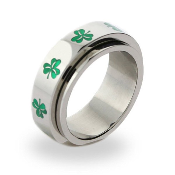 Irish Clover Spinner Ring Luck of the Irish Green Clover Ring St Patricks Jewelry - C6112W3WK8F