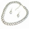 Silvertone Thick Infinity Curb Chain Statement Necklace Earring Jewelry Set - CC11JEIM3XX