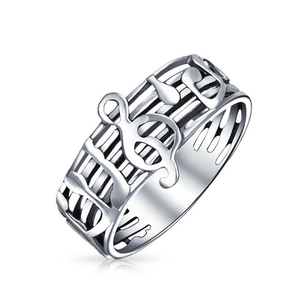 Bling Jewelry Music Notes Treble Clef Stelring Silver Band Ring - C612LC0RS6H