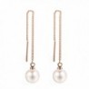 Threader Earrings Piercing Hypoallergenic gold white - Rose gold-white pearl - CB17AYU64DI