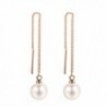 Threader Earrings Piercing Hypoallergenic gold white - Rose gold-white pearl - CB17AYU64DI