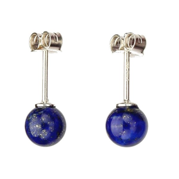 6mm Stone Ball Stud Sterling Silver Post Earrings - CE11EKVU3OP