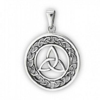 Trinity Triquetra Pendant .925 Sterling Silver Circle Celtic Endless Infinity Charm - C6182SU7WRK