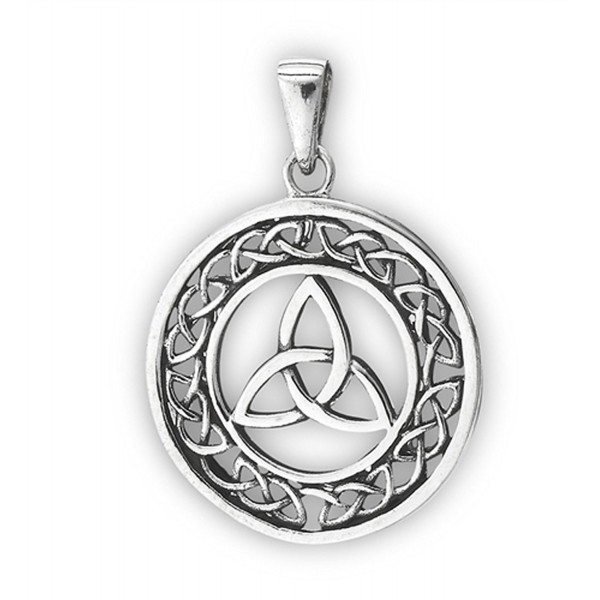 Trinity Triquetra Pendant .925 Sterling Silver Circle Celtic Endless Infinity Charm - C6182SU7WRK