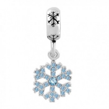 Snowflake Charms Swarovski Elements Crystal Dangle Spacer Bead Fits Bracelets - Blue - CR12N9KFNZ6