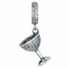 Sterling Silver Clear Cubic Zirconia Wine Glass Cup Dangle Bead For European Charm Bracelets - CD12MEK94NT