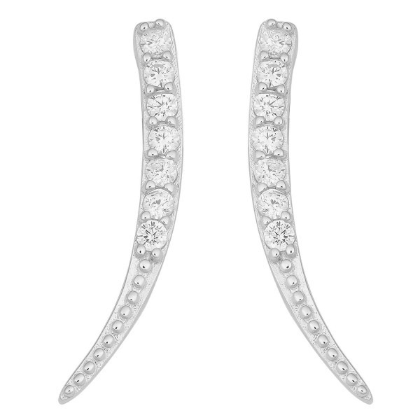 Sterling Silver With Cubic Zirconia Stylish Tusk Earrings - CG11VJDX6Y1