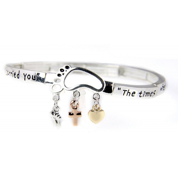 4031538 Footprints Stretch Bracelet Poem Prayer Jesus Carried You Religious Christian - CW11NA763Y3