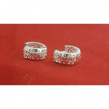 SOLID STERLING SILVER GLOSSY HP2 in Women's Hoop Earrings