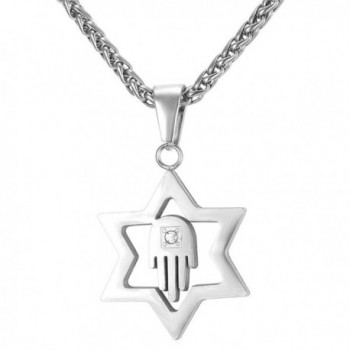 U7 Men Women Lucky Hamsa Hand & Star of David Pendant Necklace - C812K6PYWR7