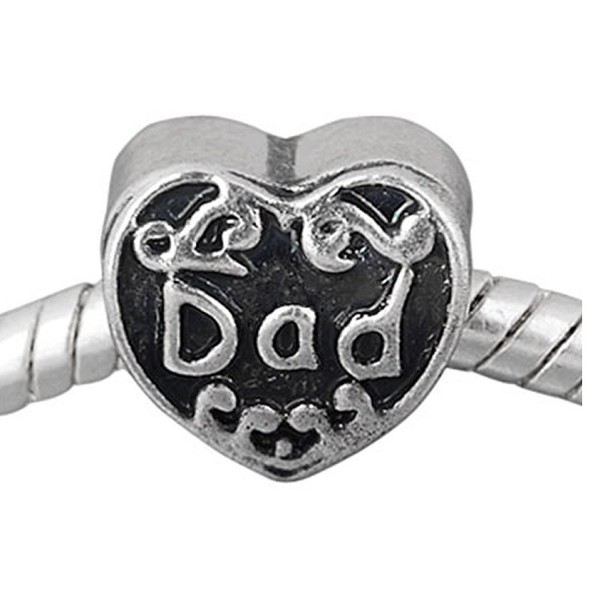  Dad charm Heart Bead For Snake Chain Charm Bracelet - C111BNYNQN7
