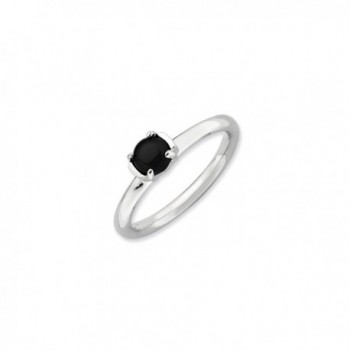 Silver Stackable Black Agate Ring - CS1188BSFFH