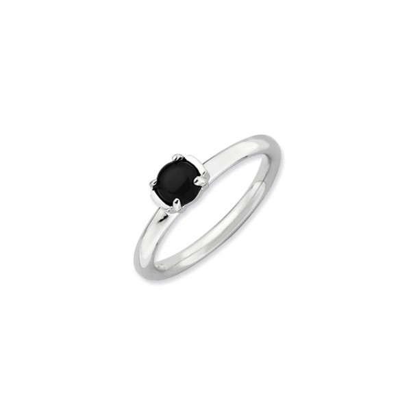 Silver Stackable Black Agate Ring - CS1188BSFFH