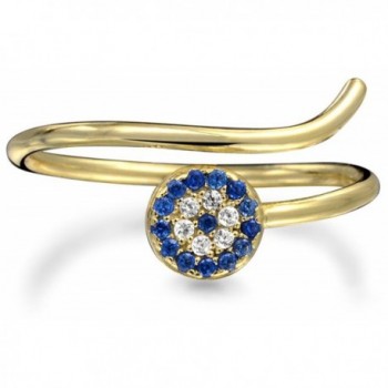Evil Eye Simulated Sapphire CZ Stackable Gold Plated Silver Midi Ring - CH11SZ27GVN