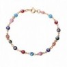Blowin Womens Present Rose Gold Tone Overlay with Colorful Mini Evil Eye Style Bracelet 7.87 Inch - CH12MYS6AFF