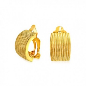 Bling Jewelry Gold Plated Alloy Twisted Rope Clip On Earrings - C311EWT74BP