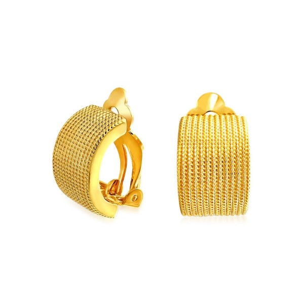 Bling Jewelry Gold Plated Alloy Twisted Rope Clip On Earrings - C311EWT74BP