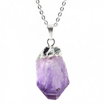 Natural Amethyst Necklaces Mothers Planted - Amethyst With Silver Bail & Stainless Steel Chain - CQ17YIWR2AX