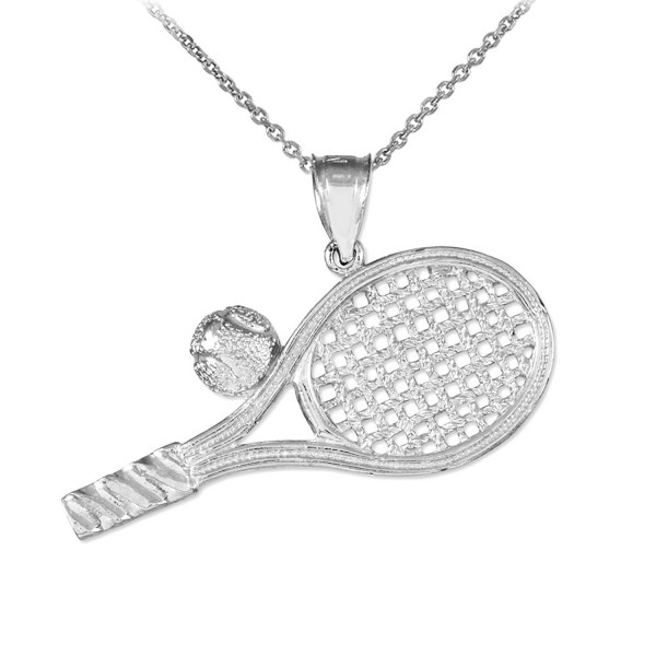 925 Sterling Silver Smashing Racquet and Ball Charm Tennis Pendant Necklace - CK125SS94IT