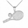 925 Sterling Silver Smashing Racquet and Ball Charm Tennis Pendant Necklace - CK125SS94IT