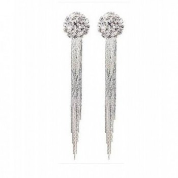 Generic Fashion Elegant Women Bridal Silver Non-Pierced Clip on Tassel Dangle Earrings - C512GQBS2ET
