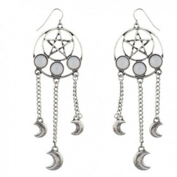Lux Accessories Burnished Pentagram Celestial Dream catcher Dangle Earrings - CO12IEYEI2B