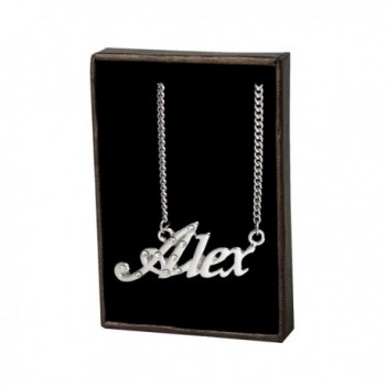 Name Necklace "Alex" - 18K White Gold Plated - CH11KPM3LXD