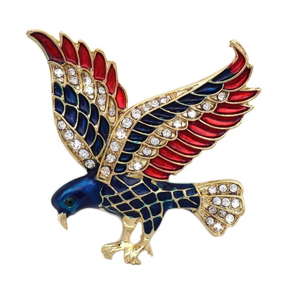 4th of July American Flag Design Eagle Pin Brooch Independence Day Gift - Gold-tone - CT11Z0R4TDJ