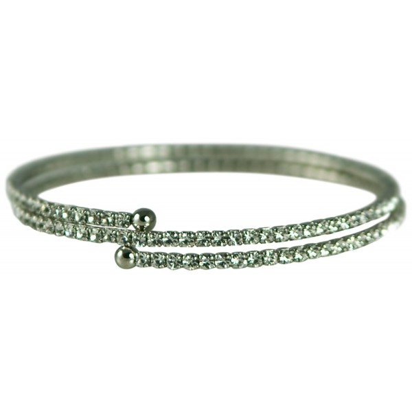 2 ROW-AUSTRIAN CRYSTAL STERLING SILVER WRAP COIL FLEXABLE BRACELET-ALSO AVAI... - CV11D1KE38D