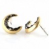 Laonato Crescent Moon Black Earrings